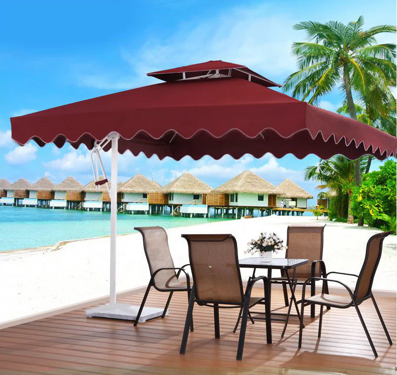 Varossa 3.5m Large Square Cantilever Outdoor Umbrella (Maroon) - Image 3