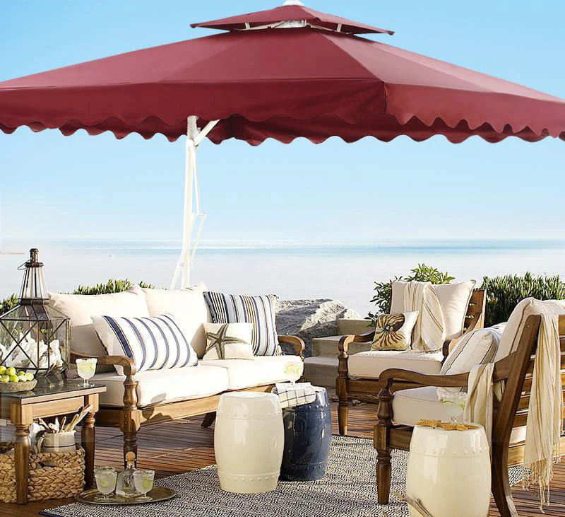 Varossa 3.5m Large Square Cantilever Outdoor Umbrella (Maroon) - Image 5