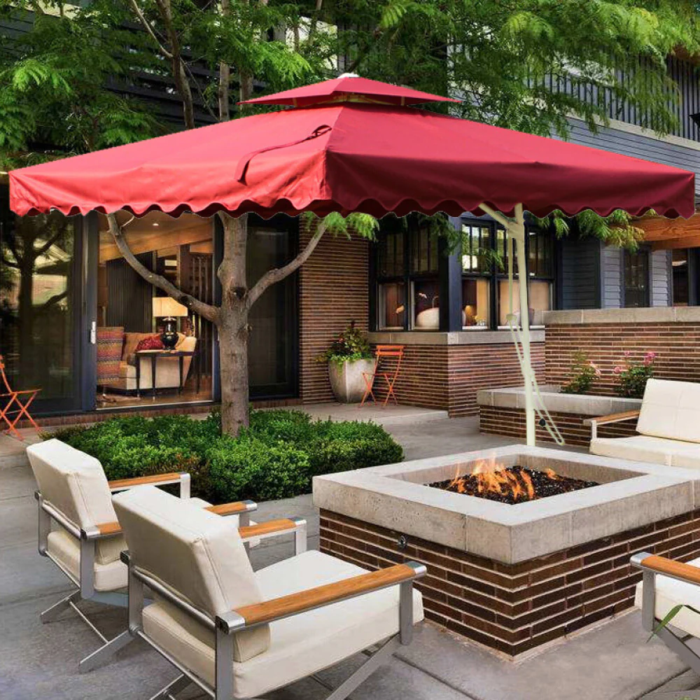 Varossa 3.5m Large Square Cantilever Outdoor Umbrella (Maroon) - Image 6