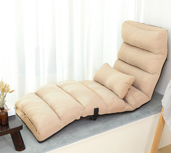 Varossa Chaise Lounge Recliner Chair Sofa Bed (Beige) - Image 8