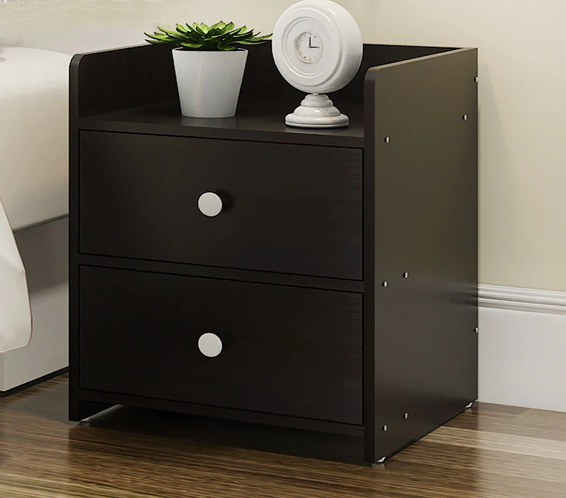 Varossa Classic Bedside Table / Chest of Drawers (Black Wood) - Image 2