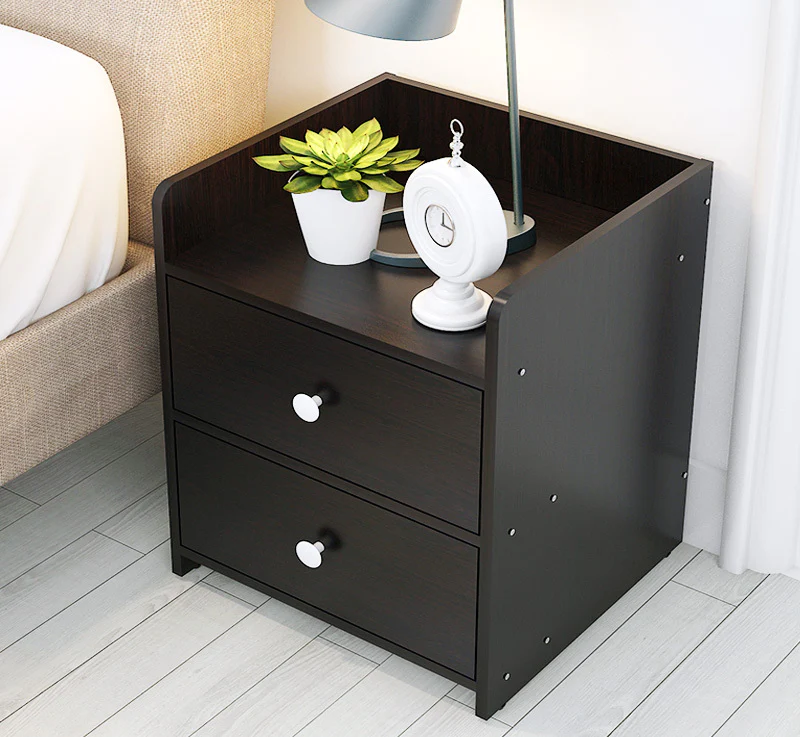 Varossa Classic Bedside Table / Chest of Drawers (Black Wood) - Image 4