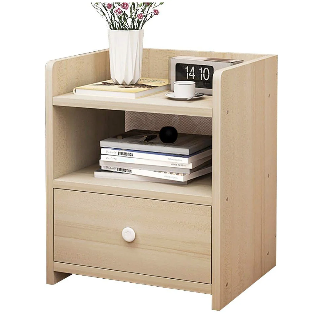 Varossa Classic Bedside Table with Drawer (White Oak) - Image 2
