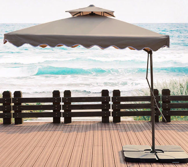 Varossa Large Square Cantilever Outdoor Umbrella Beige/Tan - Image 3