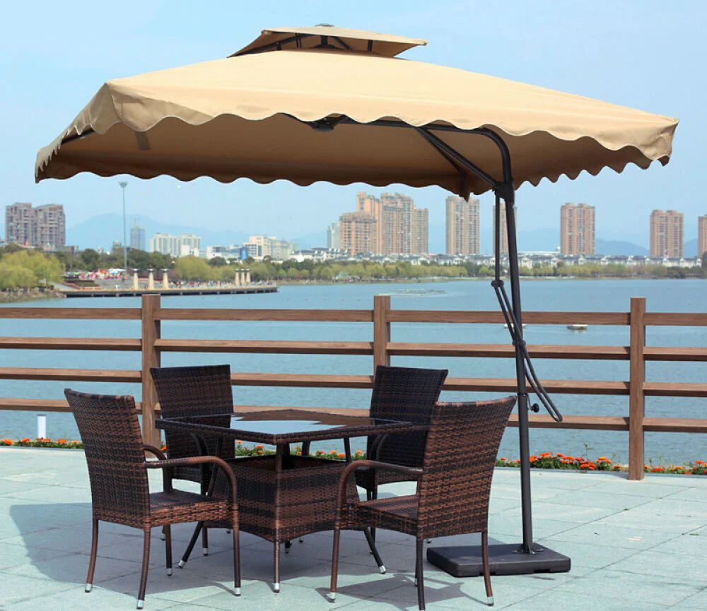 Varossa Large Square Cantilever Outdoor Umbrella Beige/Tan - Image 9