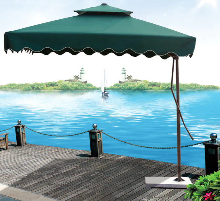 Varossa Large Square Cantilever Outdoor Umbrella Green - Image 10