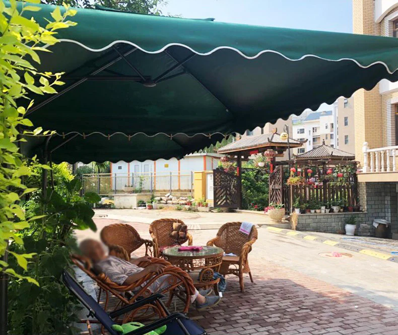 Varossa Large Square Cantilever Outdoor Umbrella Green - Image 9