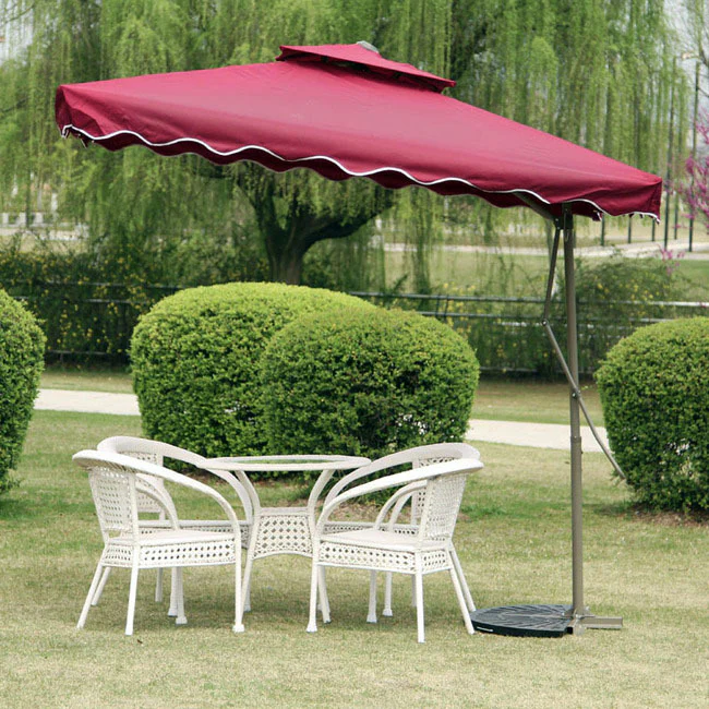 Varossa Large Square Cantilever Outdoor Umbrella Maroon - Image 8