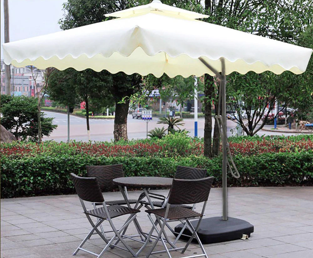 Varossa Large Square Cantilever Outdoor Umbrella White/Cream - Image 10