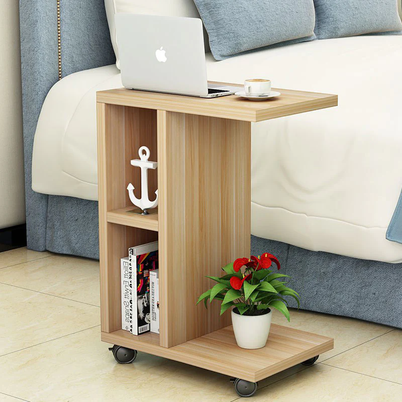 Varossa Side Table with Casters (Natural Oak) - Image 11