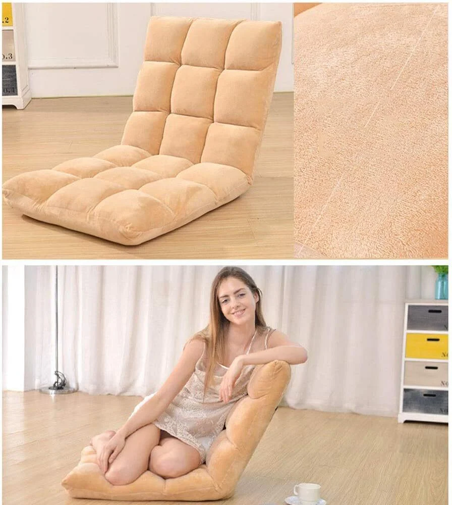 Varossa Versatile Adjustable Recliner Sofa Couch Yoga Chair (Large, Champagne) - Image 10