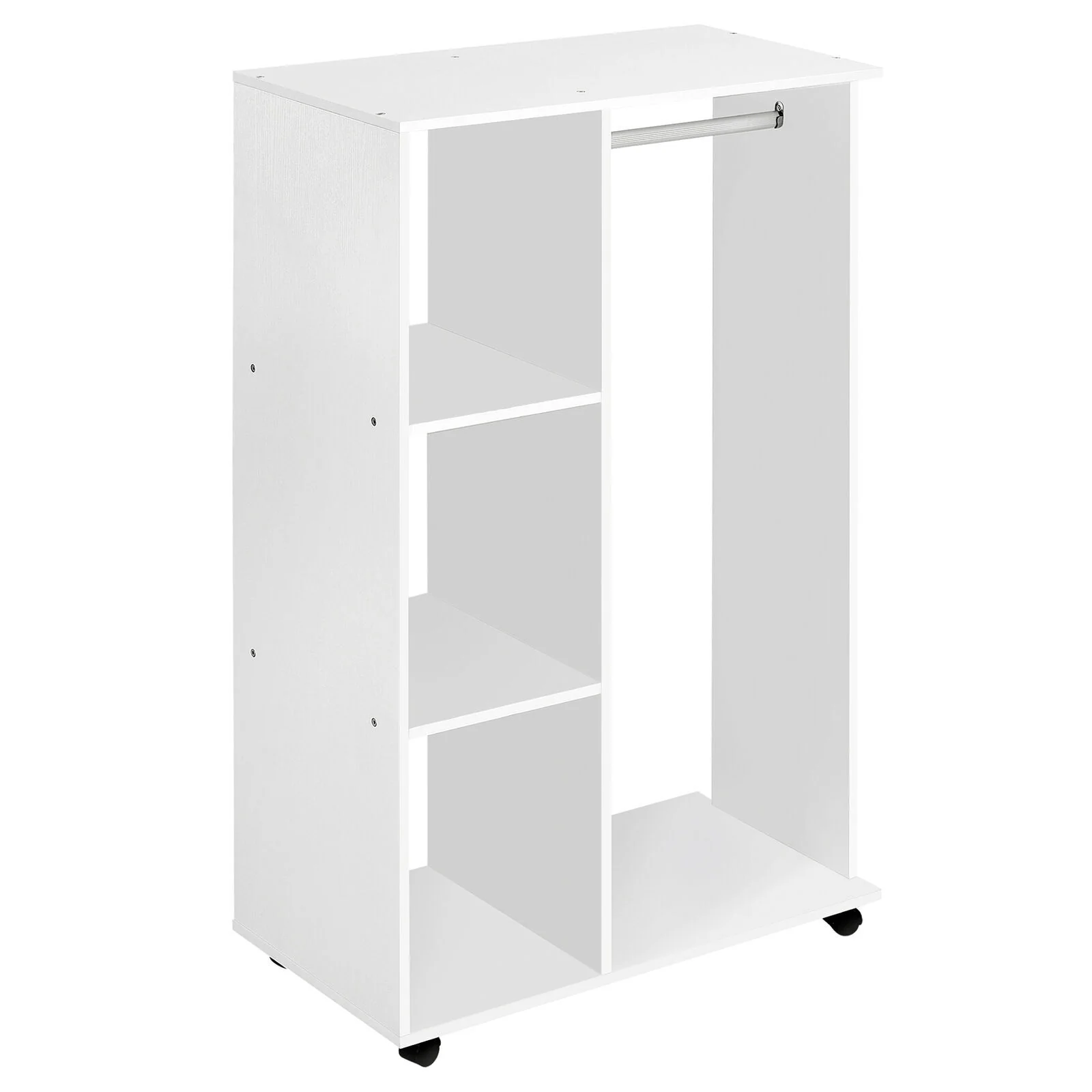Varossa Wardrobe Shelf Closet Cupboard with Hanging Rack (White) - Image 8