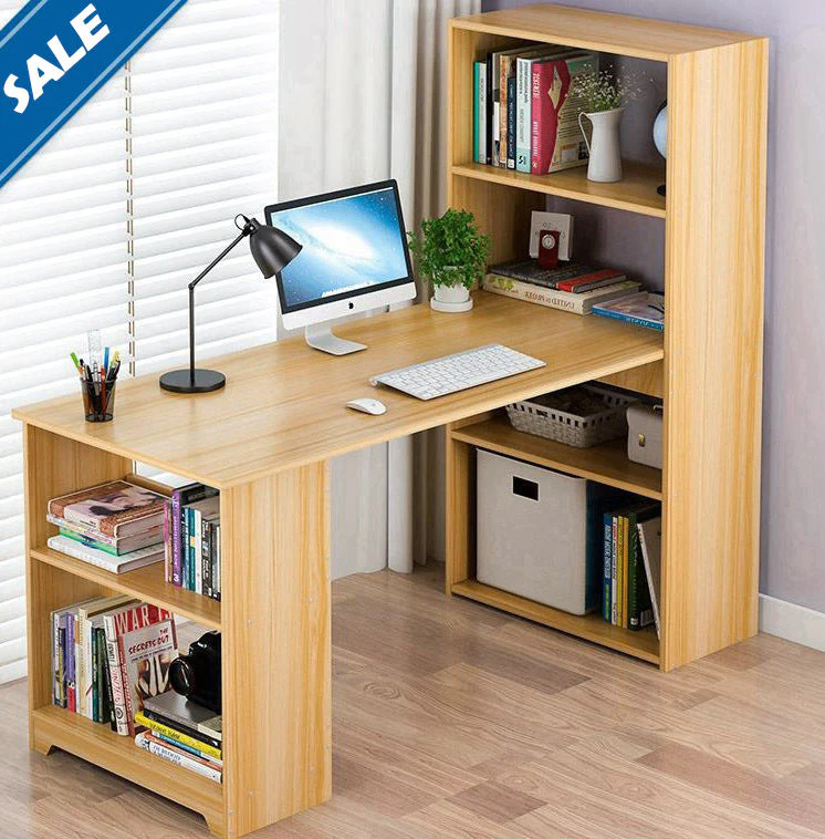 Varossa's Organizer Combination Workstation Computer Desk with 6 Storage Shelves (Oak) - Image 3