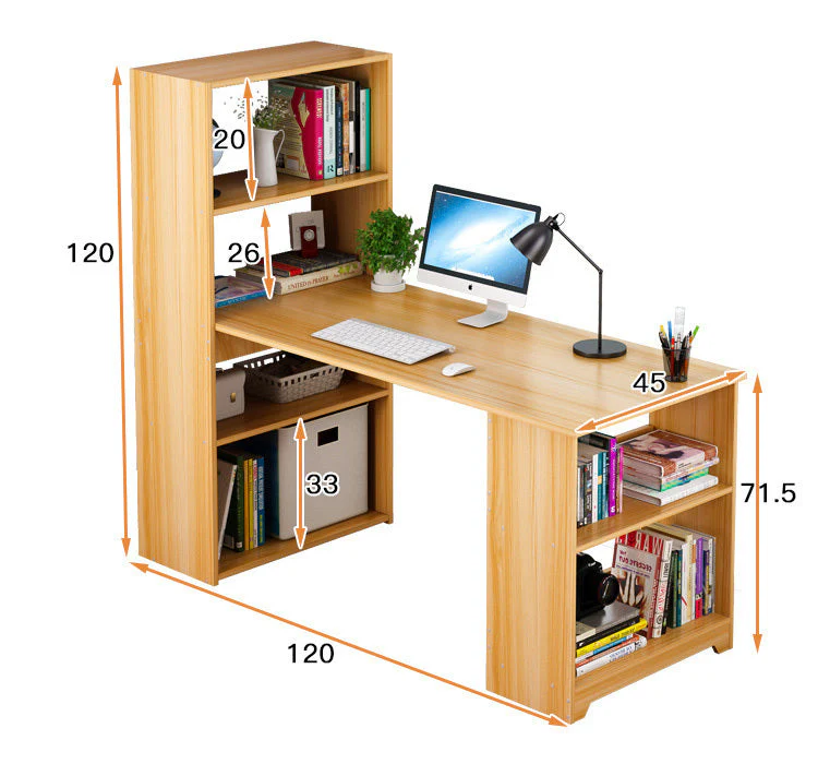 Varossa's Organizer Combination Workstation Computer Desk with 6 Storage Shelves (Oak) - Image 7