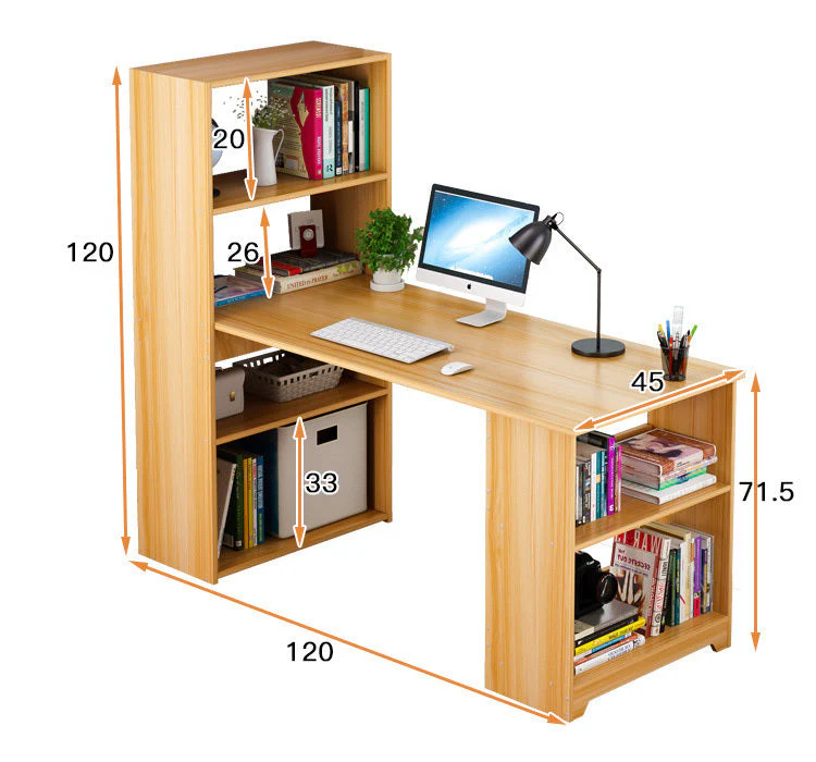 Varossa's Organizer Combination Workstation Computer Desk with 6 Storage Shelves (Rustic Wood) - Image 10
