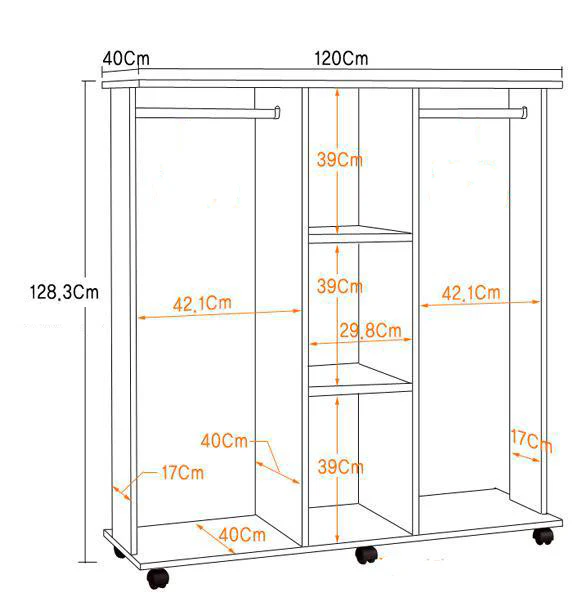 Varossa's Spacesaver Wardrobe Cupboard Shelves & Clothes Hanging Racks Furniture (Black Walnut) - Image 3