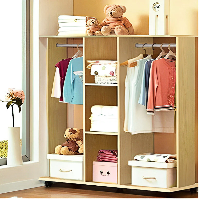 Varossa's Spacesaver Wardrobe Cupboard Shelves & Clothes Hanging Racks Furniture (Oak) - Image 3