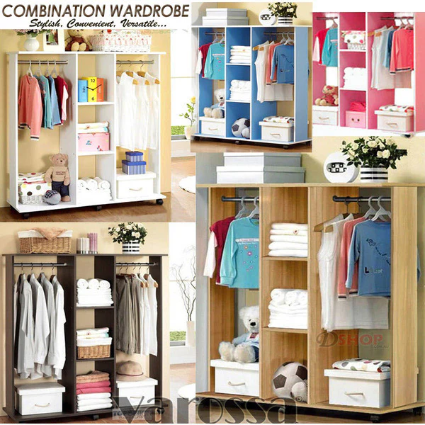 Varossa's Spacesaver Wardrobe Cupboard Shelves & Clothes Hanging Racks Furniture (Oak) - Image 4