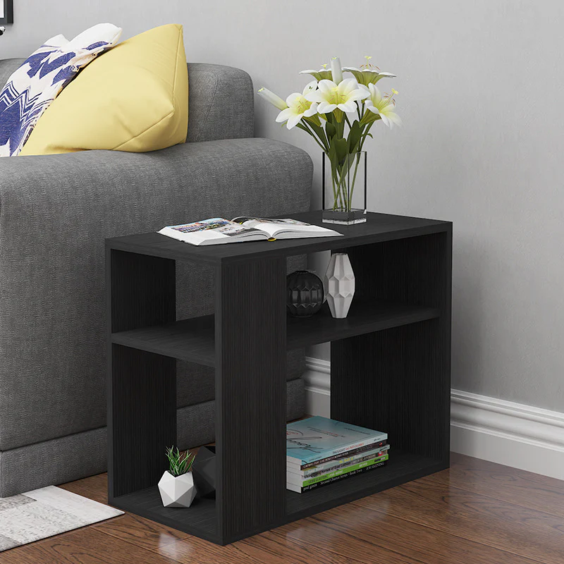 Versatile Sofa Side Table & Magazine Shelf with Casters (Black) - Image 4