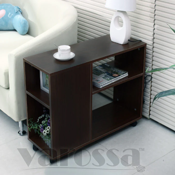 Versatile Sofa Side Table & Magazine Shelf with Casters (Black) - Image 5
