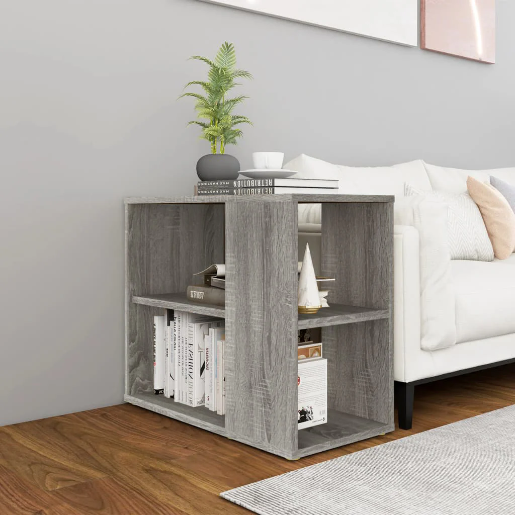 Versatile Sofa Side Table & Magazine Shelf with Casters (Rustic Grey) - Image 9