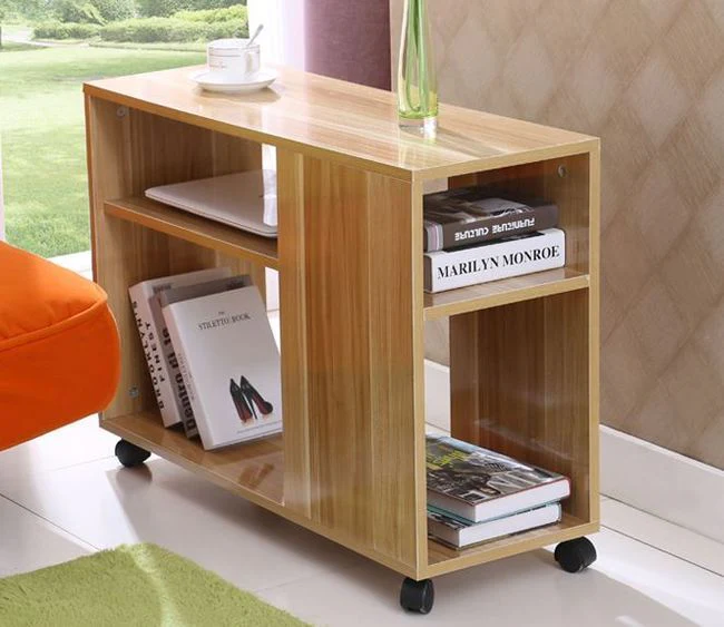 Versatile Sofa Side Table & Magazine Shelf with Casters (Oak) - Image 16