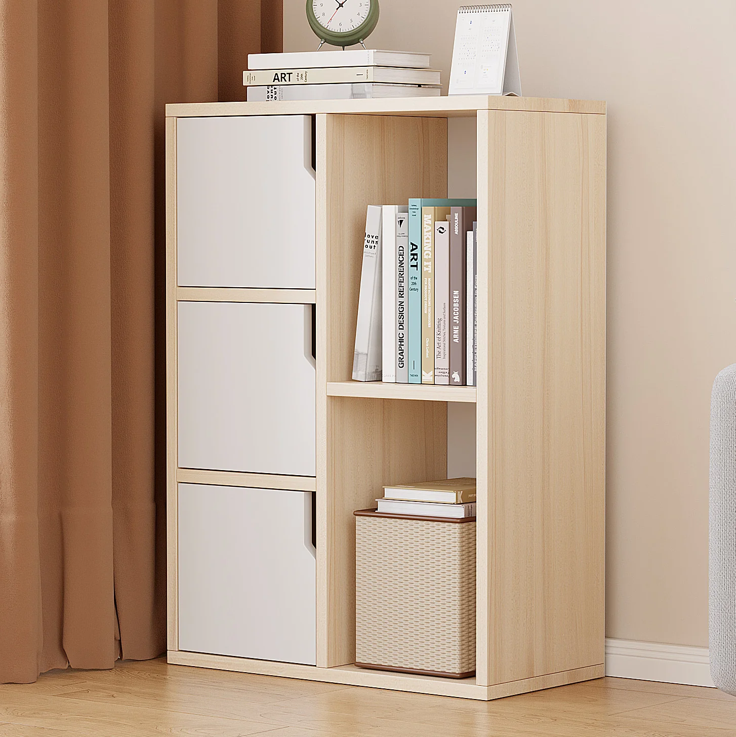 Verve Organizer Bookcase Storage Display Shelf Cabinet (White Oak) - Image 7