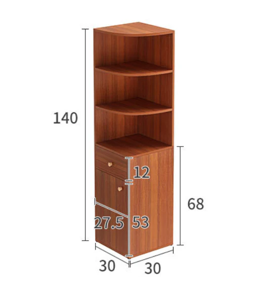 Vision Stylish Wooden Corner Shelf Unit with Cabinet & Drawer (Oak) - Image 13