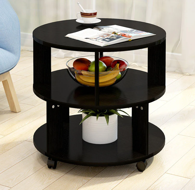 Vogue Round Coffee Table (Black Wood) - Image 2