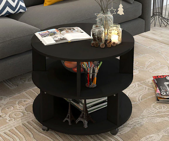 Vogue Round Coffee Table (Black Wood) - Image 6