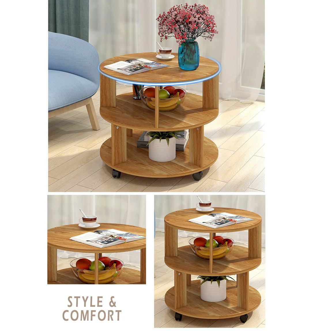 Vogue Round Coffee Table (Oak) - Image 5