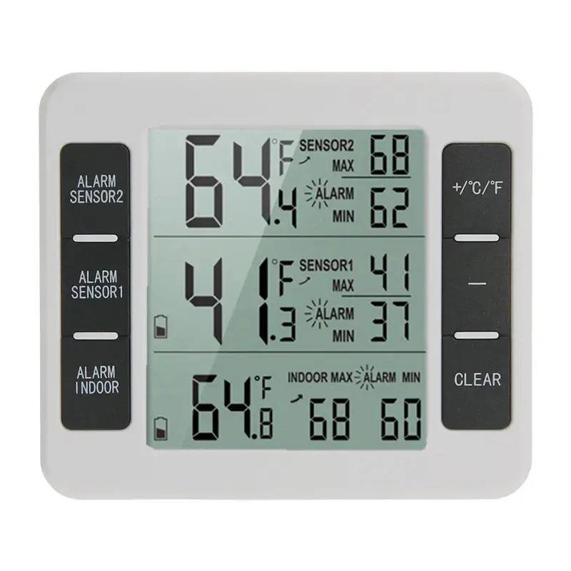 Wireless Digital Refrigerator Freezer Thermometer Remote Dual Sensor Alarm - Image 8