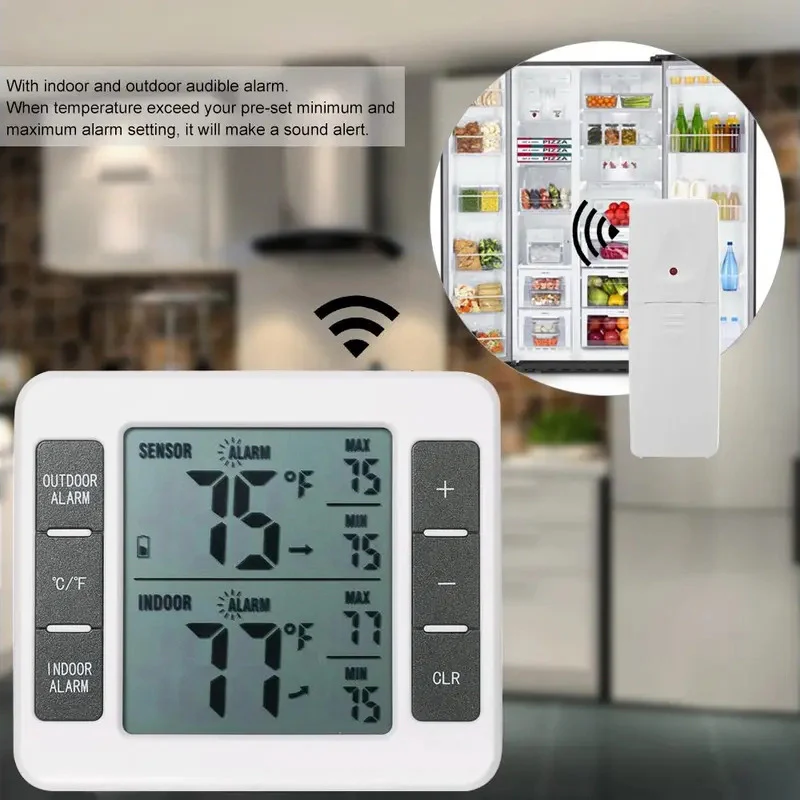Wireless Digital Refrigerator Freezer Thermometer Remote Sensor Alarm - Image 3
