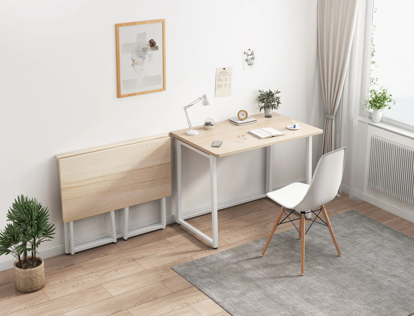 Wizard Folding Table Desk (White Oak) - Image 3