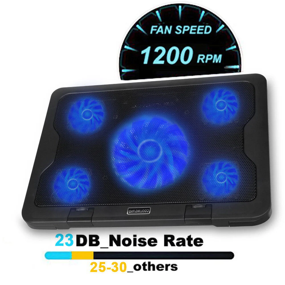XL 5 Fan Laptop Notebook Holder Cooling Pad Stand - Image 7