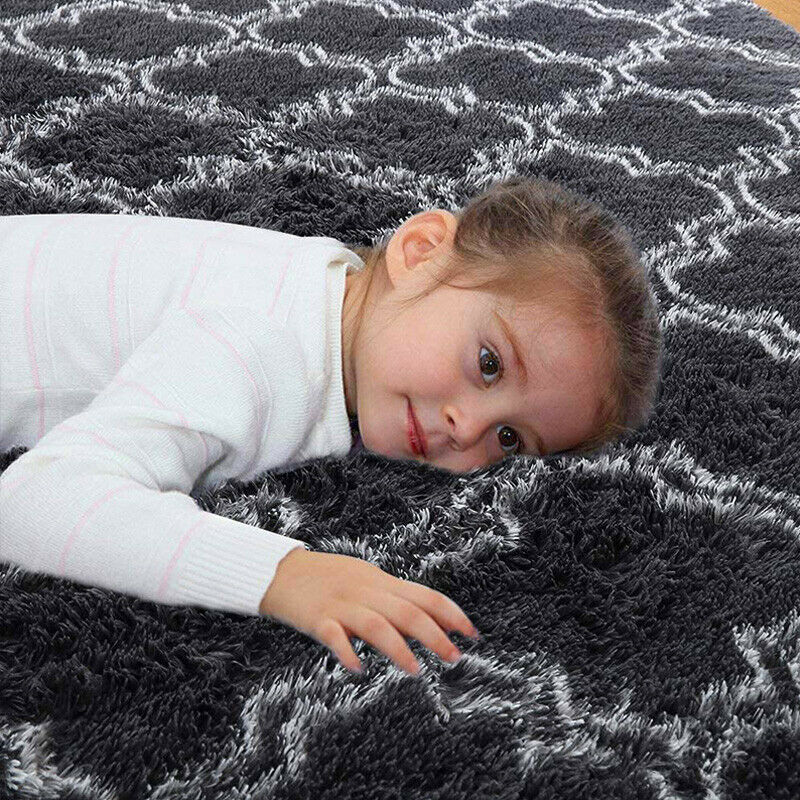 XL Comfortable Shag Rug (300 x 200, Black Lattice) - Image 17