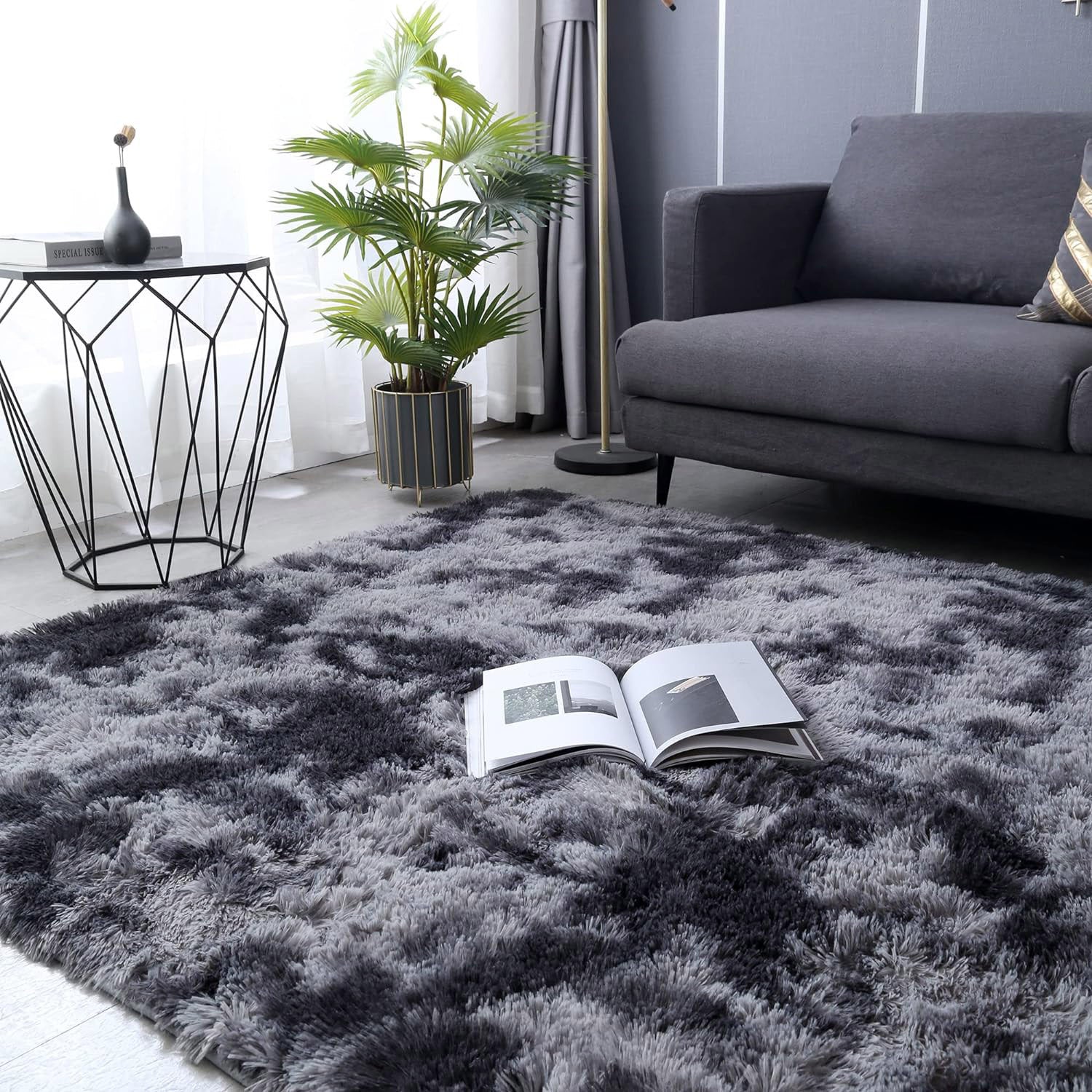 XL Comfortable Shag Rug (300 x 200, Charcoal & Grey) - Image 11