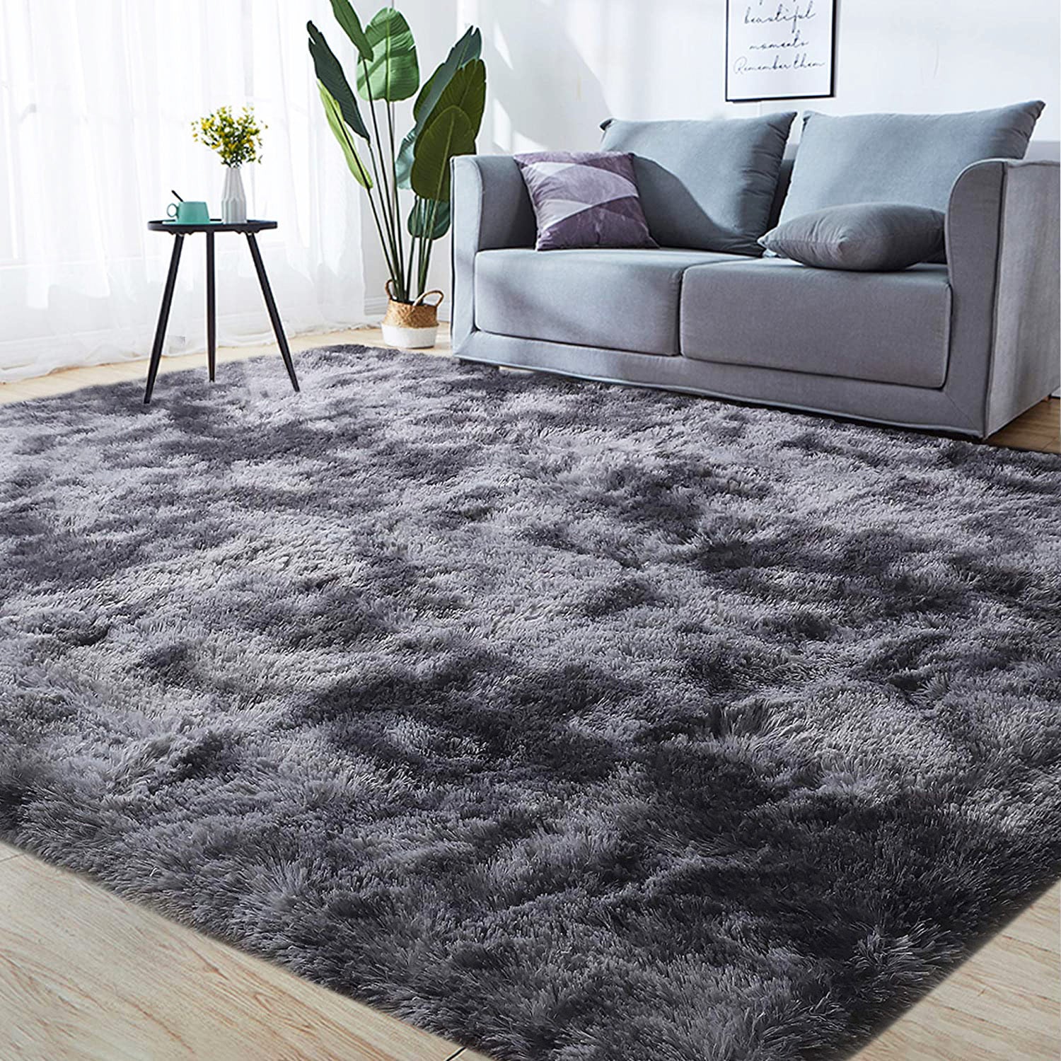 XL Comfortable Shag Rug (300 x 200, Charcoal & Grey) - Image 7