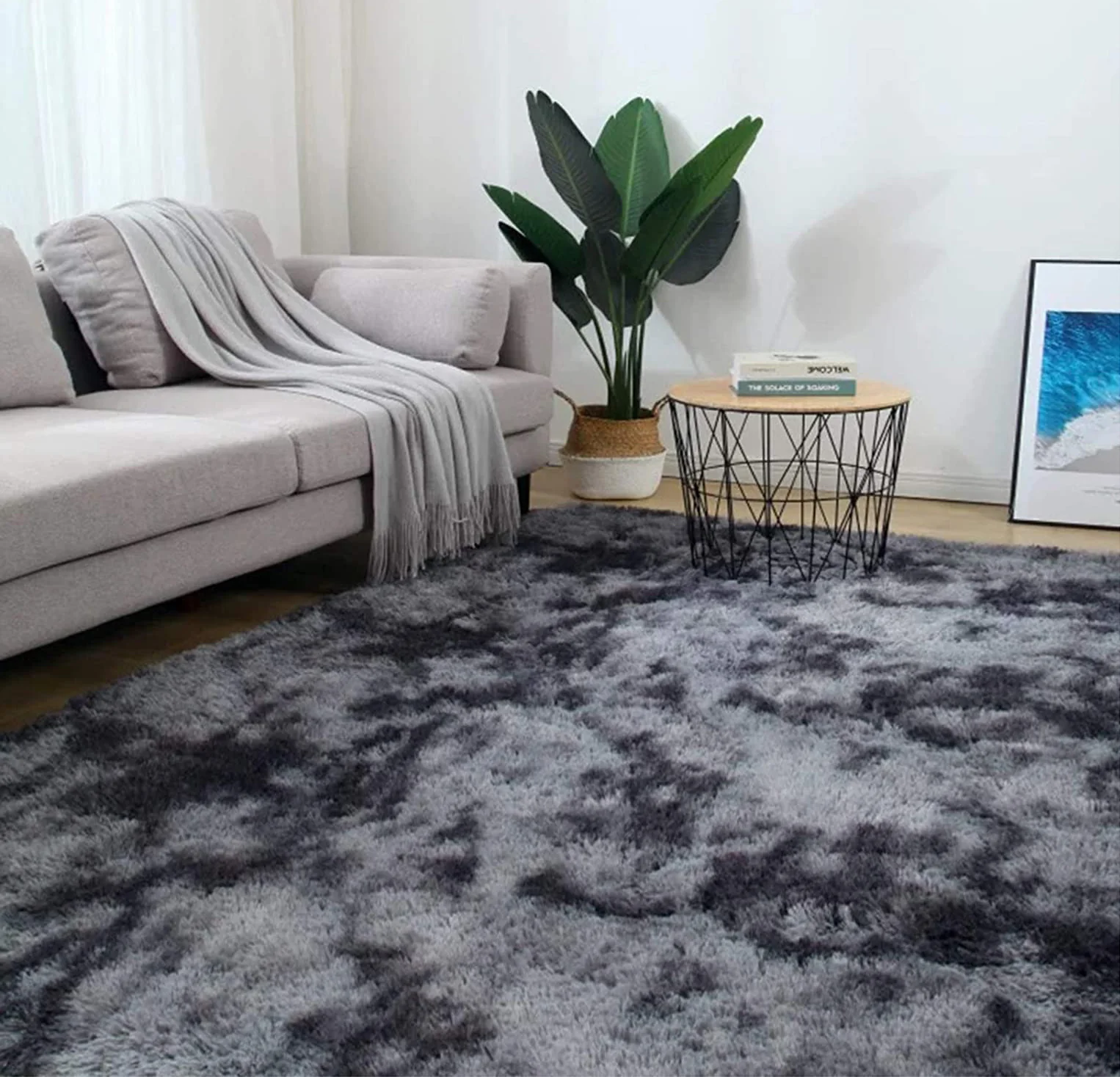 XL Comfortable Shag Rug (300 x 200, Charcoal & Grey) - Image 8