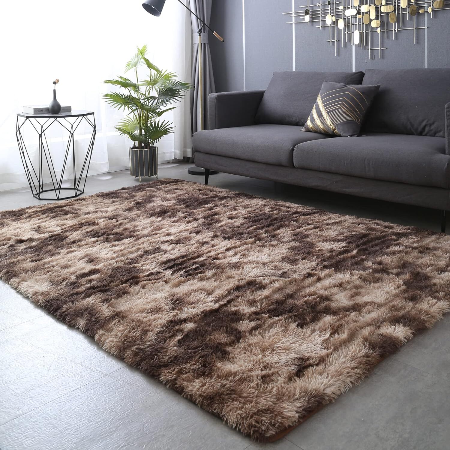 XL Comfortable Shag Rug (300 x 200, Coffee) - Image 5