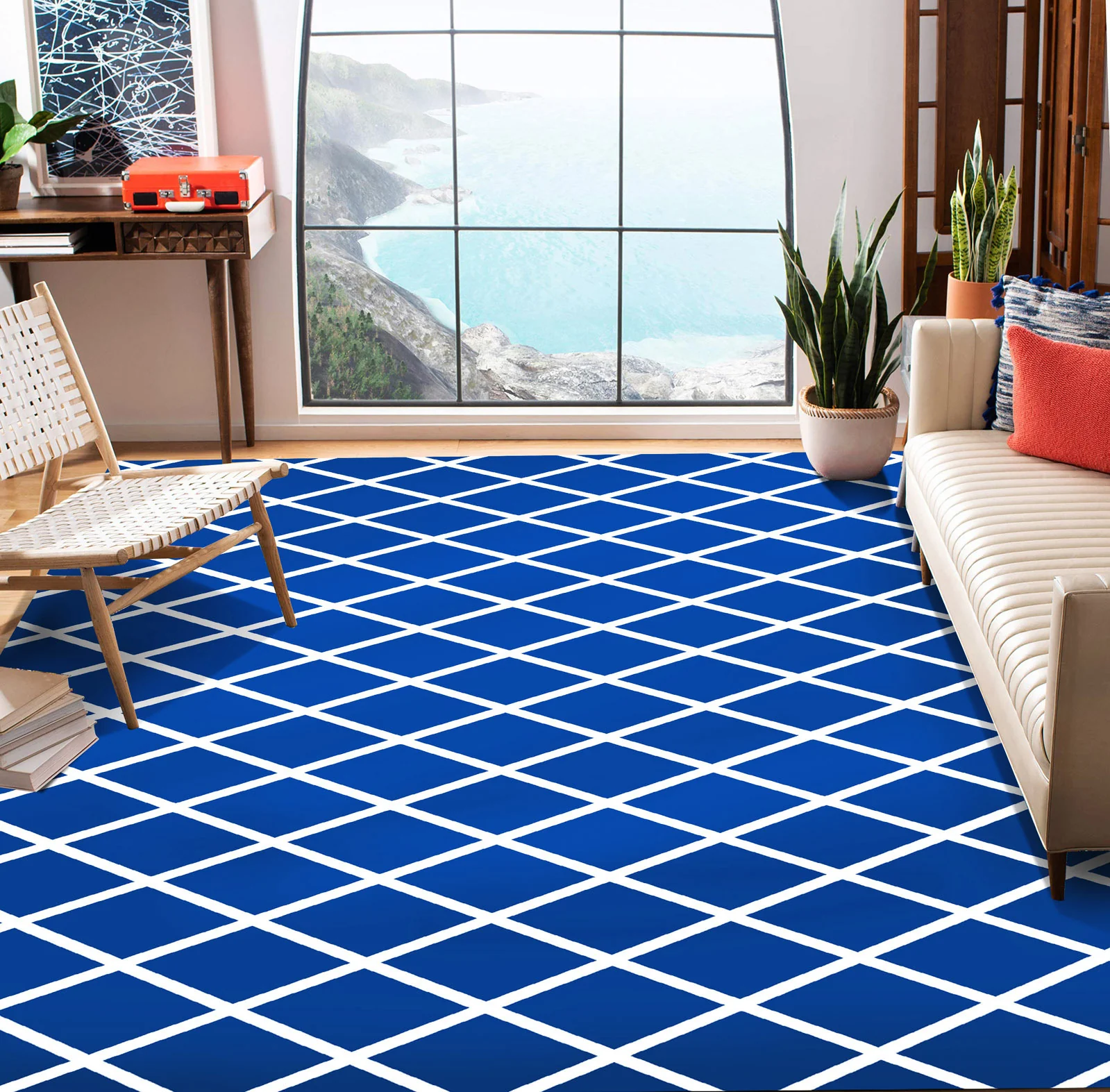 XL Extra Large Blue Diamond Rug Carpet Mat (300 x 200) - Image 8
