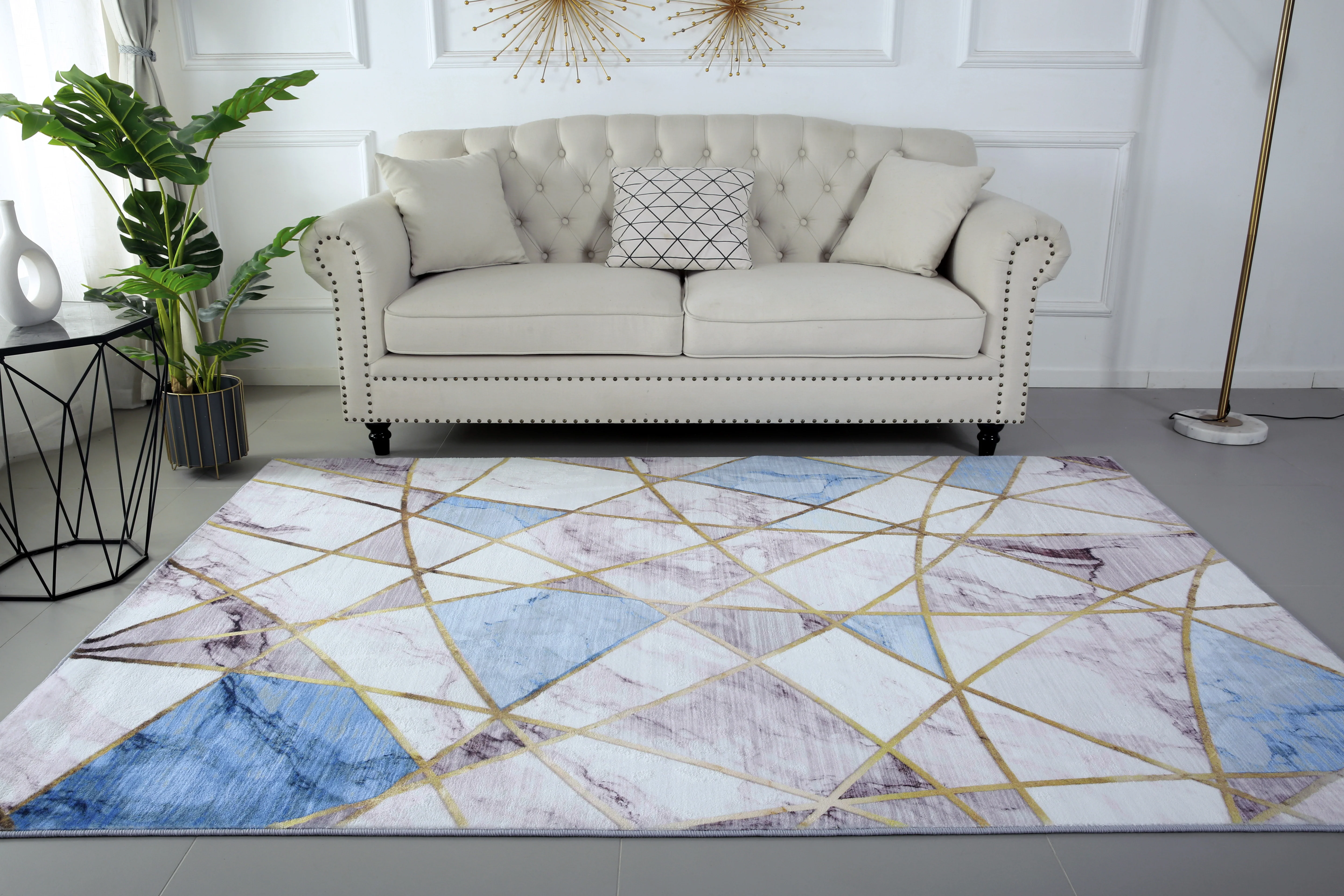 XL Extra Large Lush Plush Blue Marble Rug Carpet Mat (300 x 200) - Image 9