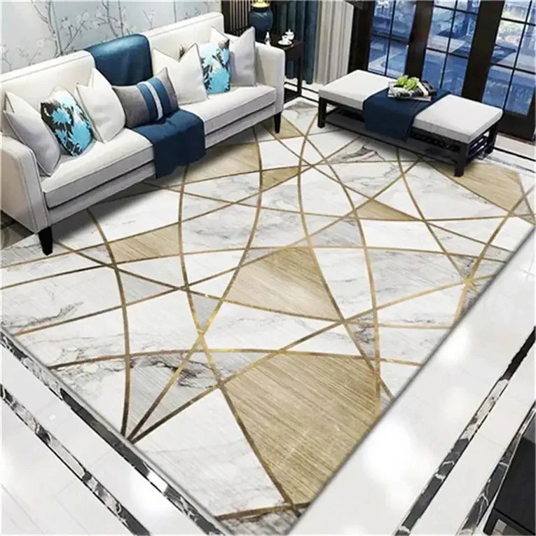 XL Extra Large Lush Plush Gold Marble Rug Carpet Mat (300 x 200) - Image 13