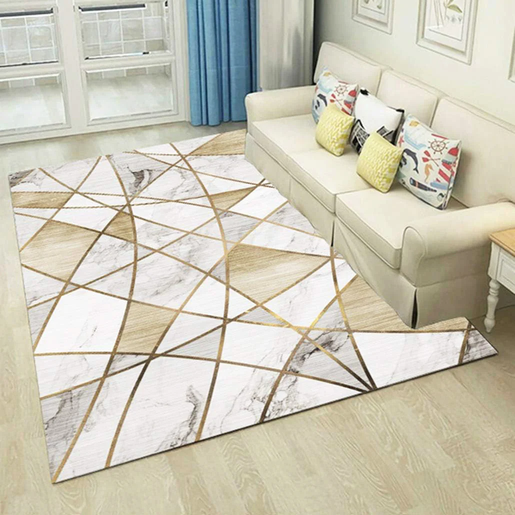 XL Extra Large Lush Plush Gold Marble Rug Carpet Mat (300 x 200) - Image 24