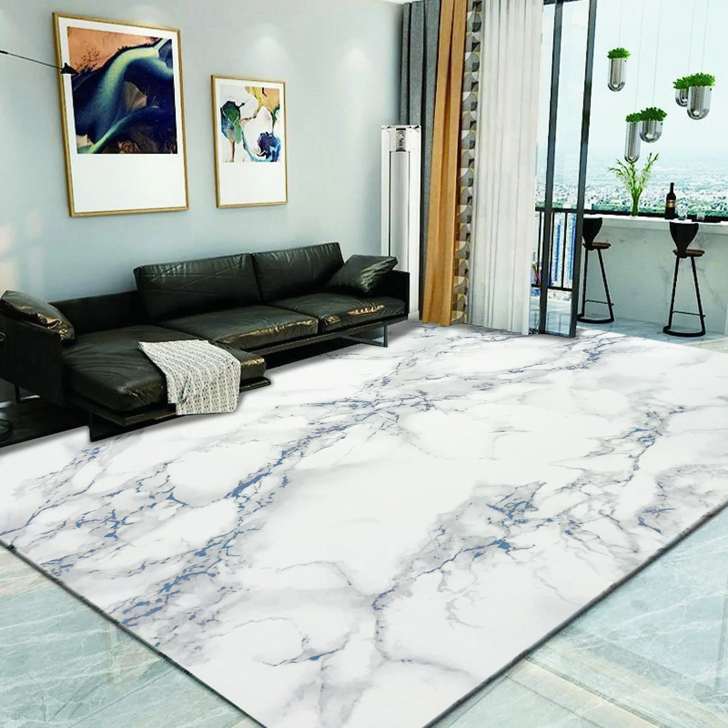 XL Extra Large Lush Plush Marble Rug Carpet Mat (300 x 200) - Image 2