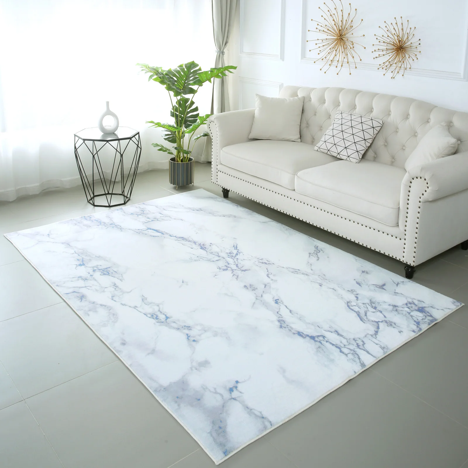 XL Extra Large Lush Plush Marble Rug Carpet Mat (300 x 200) - Image 7