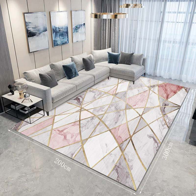 XL Extra Large Lush Plush Pink Marble Rug Carpet Mat (300 x 200) - Image 17