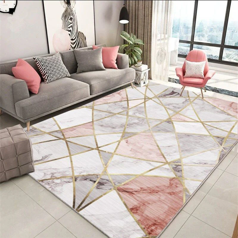 XL Extra Large Lush Plush Pink Marble Rug Carpet Mat (300 x 200) - Image 2