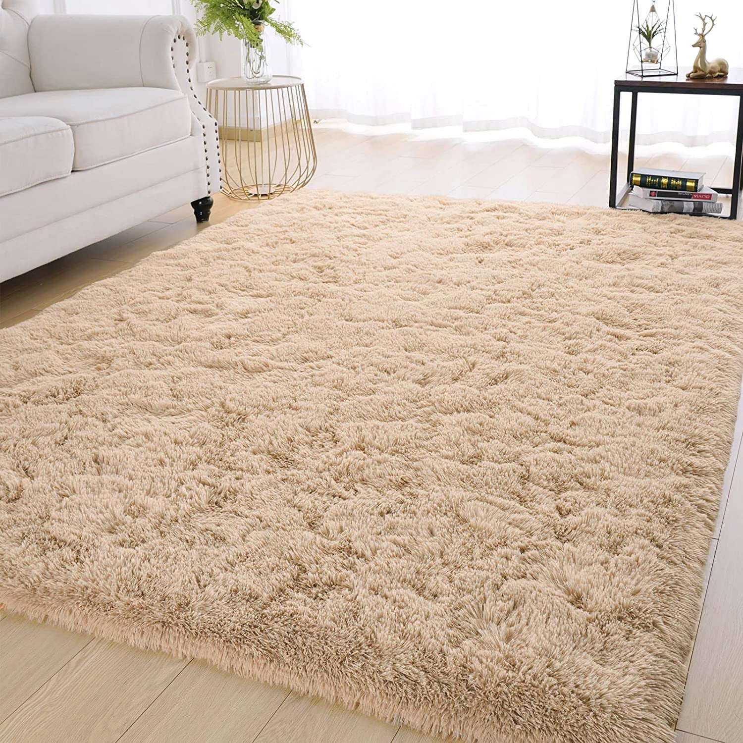 XL Extra Large Soft Shag Rug Carpet Mat (Beige, 300 x 200)