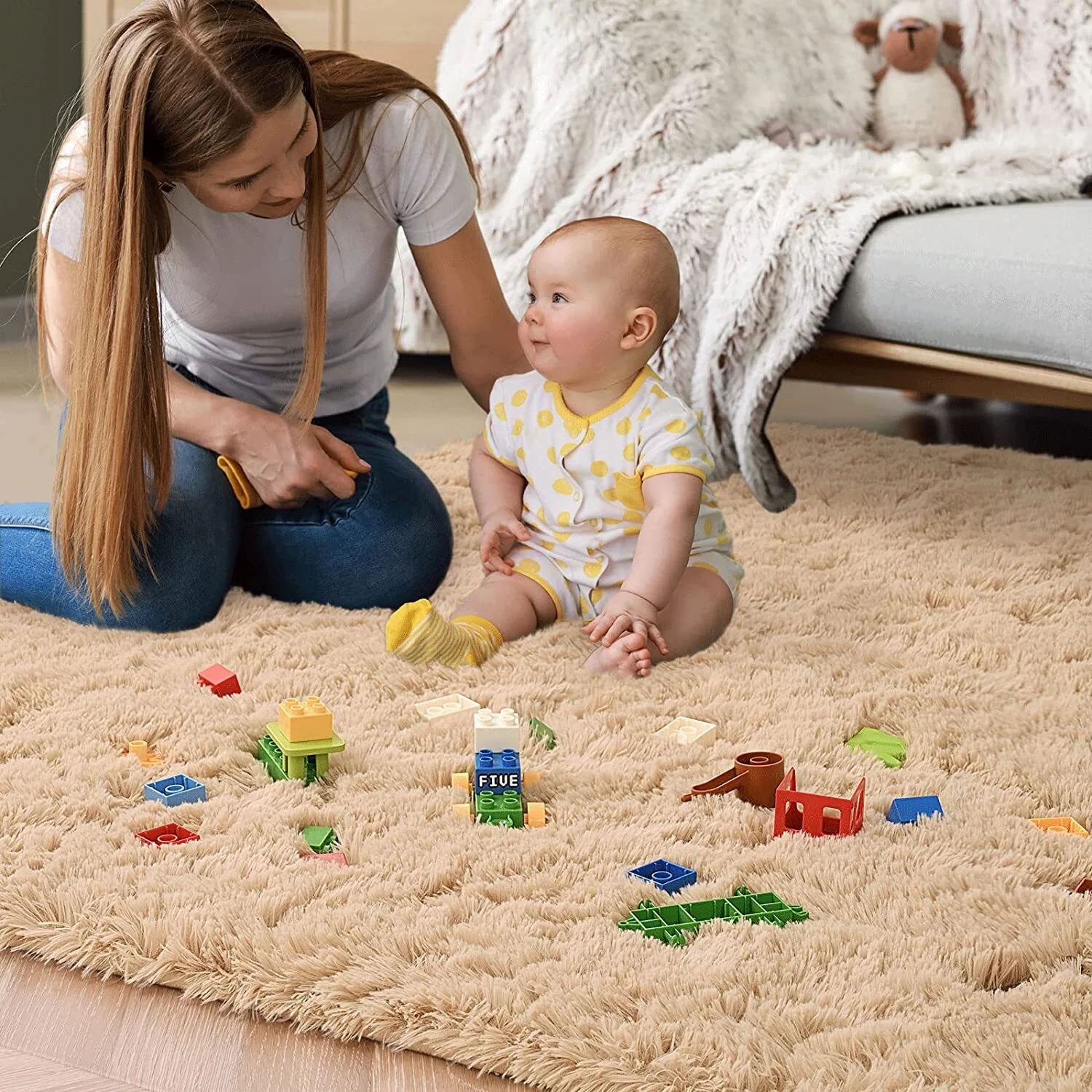 XL Extra Large Soft Shag Rug Carpet Mat (Beige, 300 x 200) - Image 15